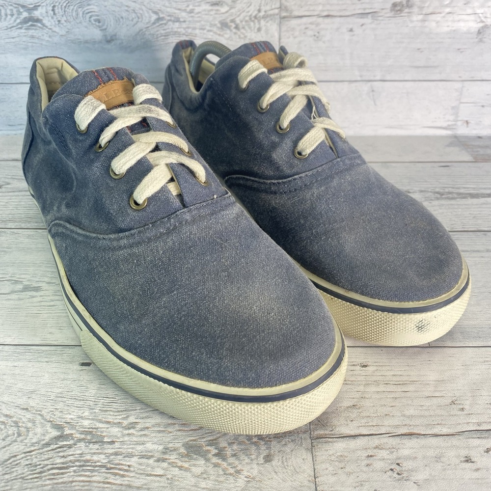 L.L.Bean Sunwashed Canvas Shoes Mens 11M Blue Cotton Canvas Sneaker Casual Prepy